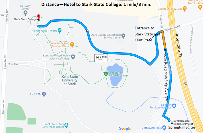 map hotel to Stark State