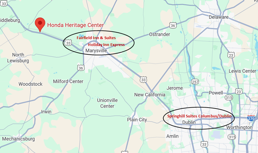 Venue and hotel locations map